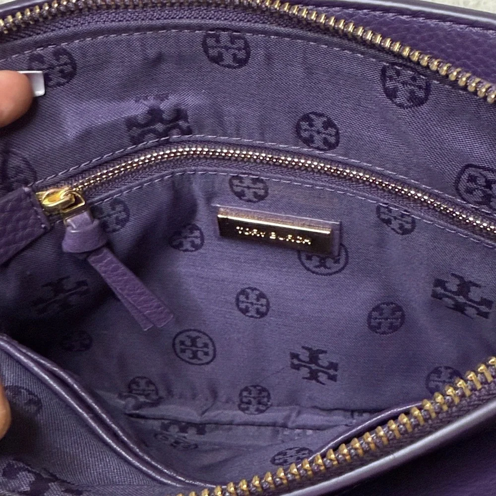 Tory Burch Dark Purple Crossbody Bag with Gold Accents - Picture 10 of 12